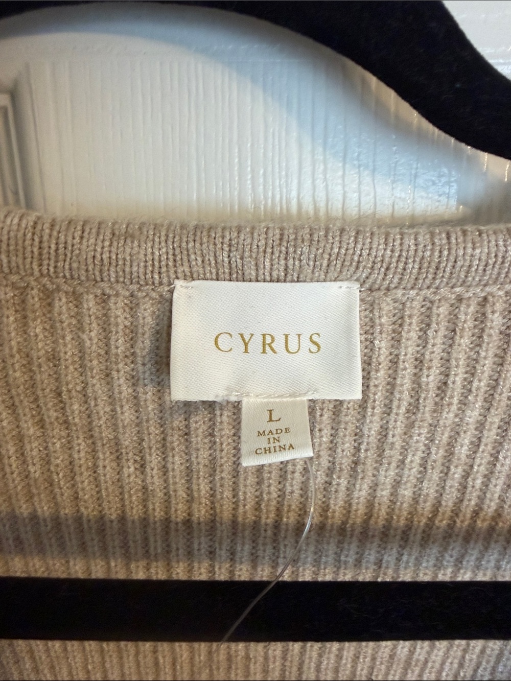 Cyrus Beige Ribbed Button-Front V-Neck Cardigan - Picture 3 of 4